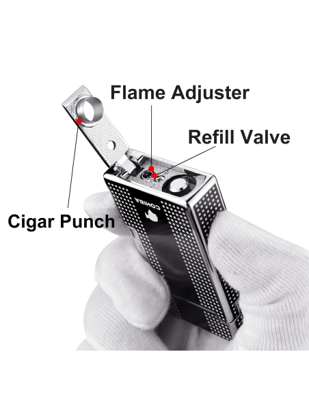 Derui sort cigar-og cigaret Jet flint kvalitets lighter og stormlighter med cigar punch