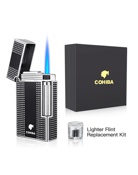 Derui sort cigar-og cigaret Jet flint kvalitets lighter og stormlighter med cigar punch
