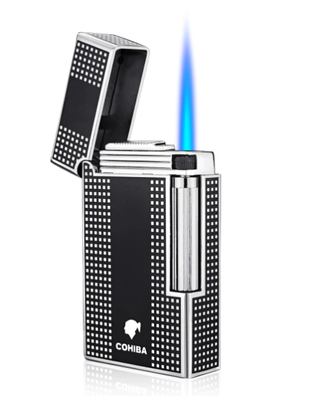 Derui sort cigar-og cigaret Jet flint kvalitets lighter og stormlighter med cigar punch