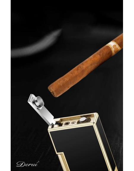 Luigi Ricci "Havana" jet lighter af Derui i sort/guld cigar-og cigaret kvalitets lighter og stormlighter med cigar punch