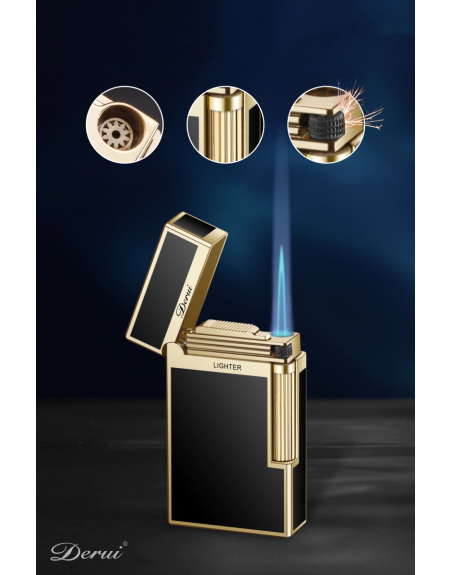 Luigi Ricci "Havana" jet lighter af Derui i sort/guld cigar-og cigaret kvalitets lighter og stormlighter med cigar punch