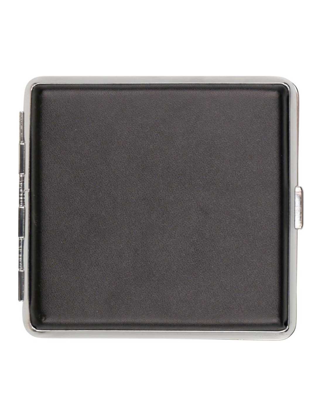 Cigaret etui i imiteret lder - sort og slv
