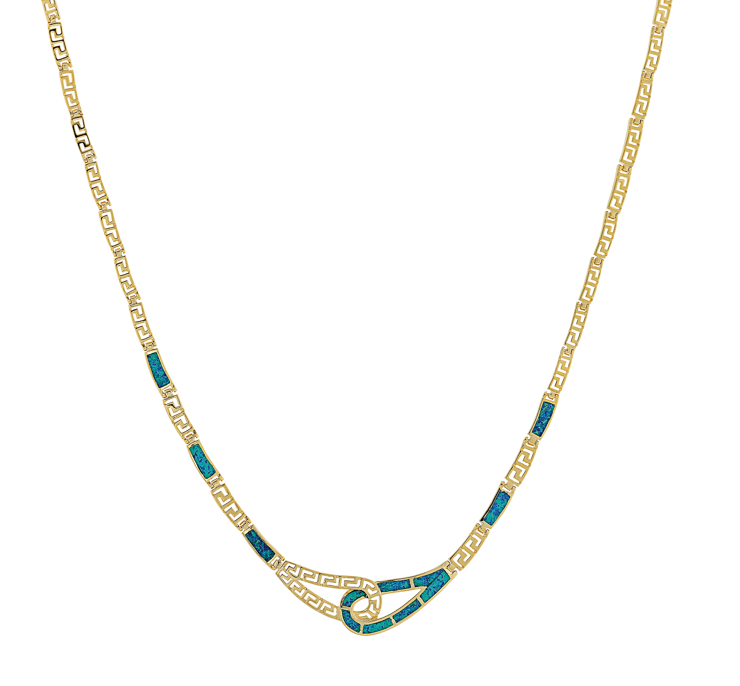 Opal halskæde med blå opal sten, sølv og guldbelægning