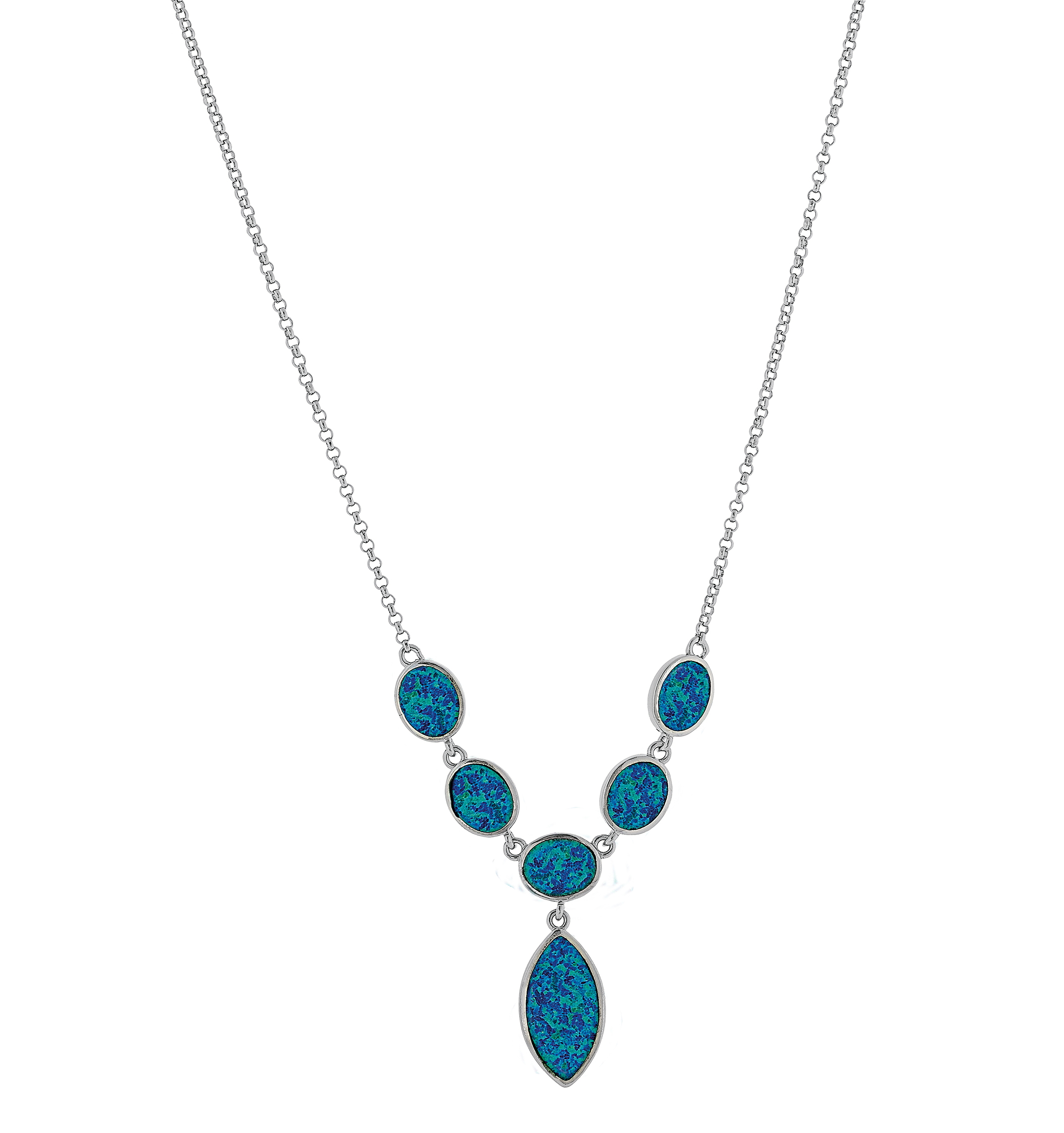 Athena Græsk opal halskæde med blå opal sten og 925 sølv