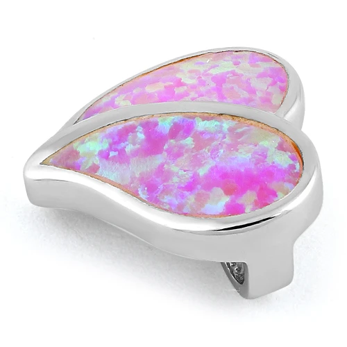 Sølv vedhæng med pink opal sten